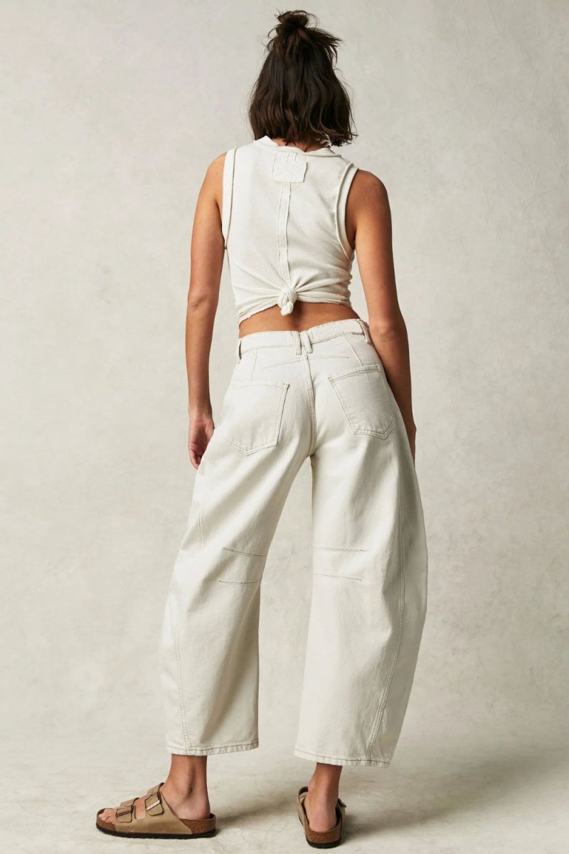 Wide Leg Jeans with Pockets - Bottoms