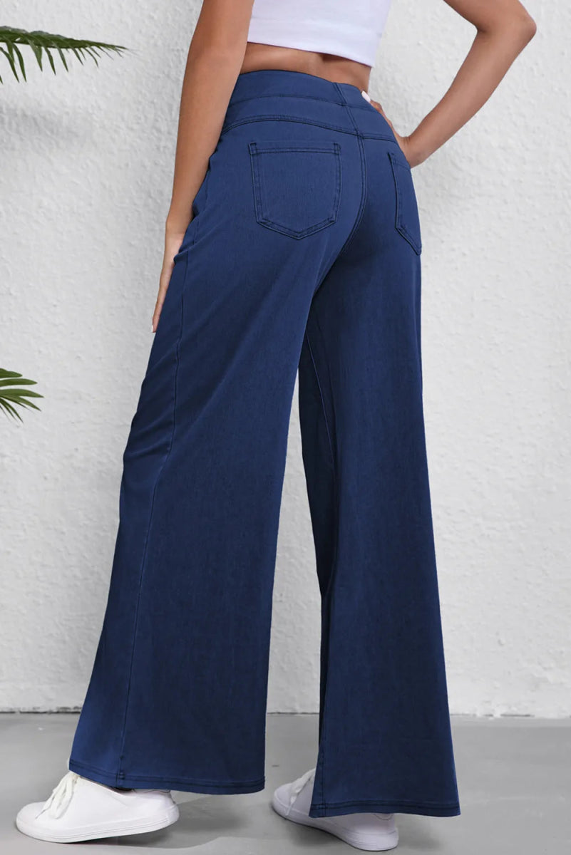 Wide Leg Jeans with Pockets - Bottoms