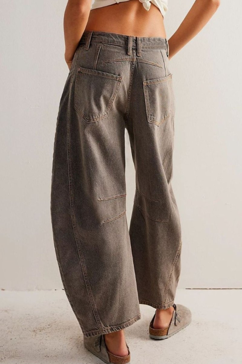 Wide Leg Jeans with Pockets - Bottoms