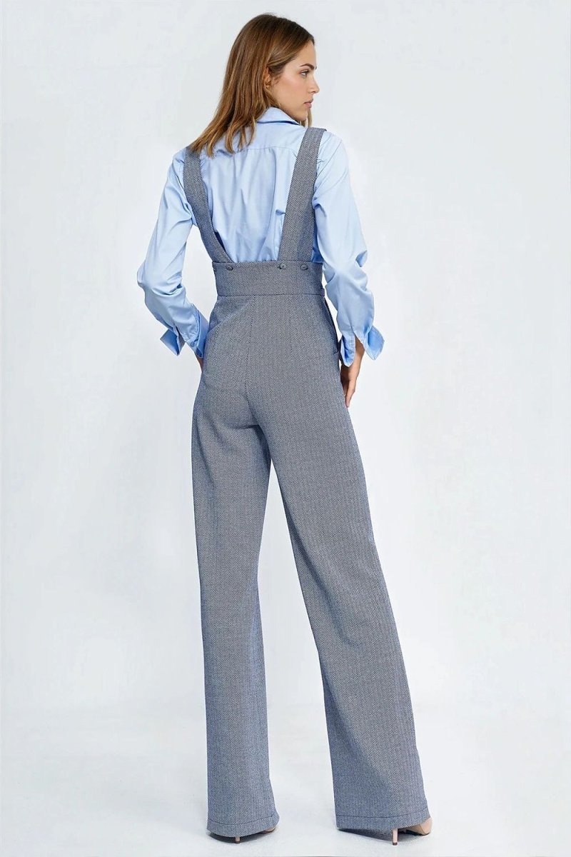 Wide - Leg Jumpsuit with Suspenders - 