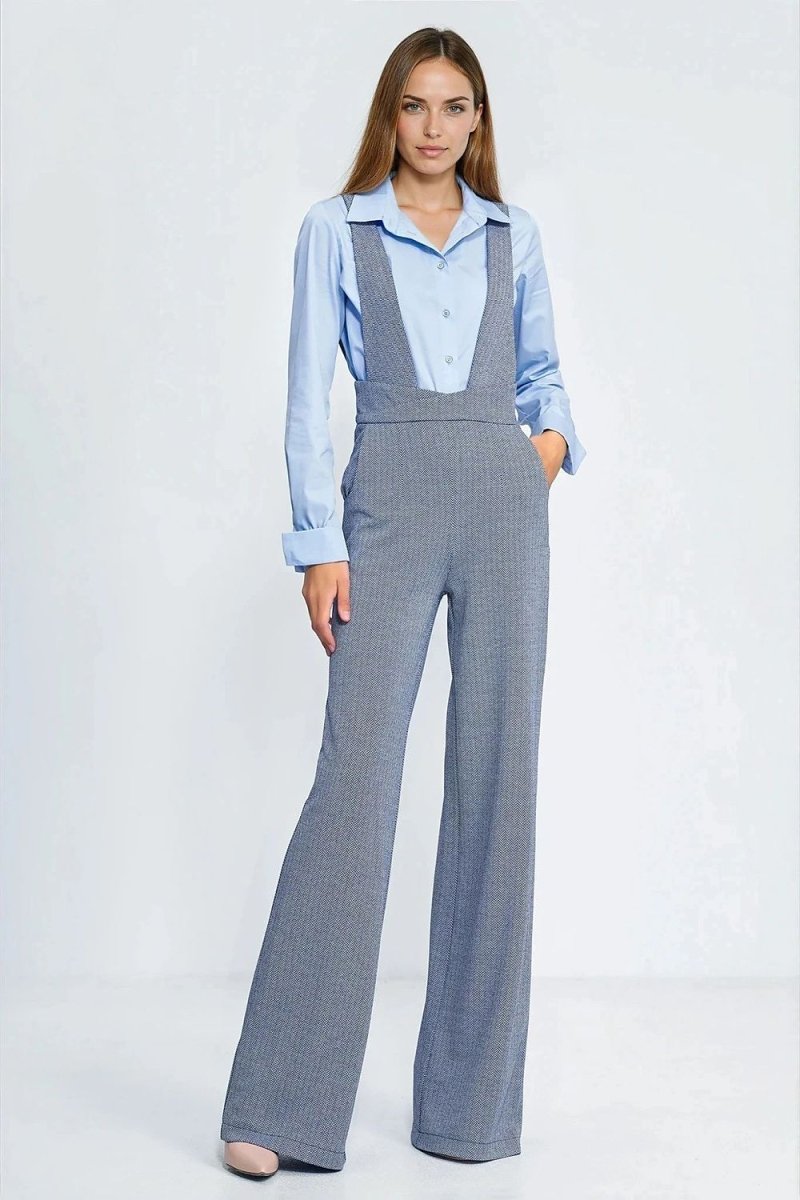 Wide - Leg Jumpsuit with Suspenders - 