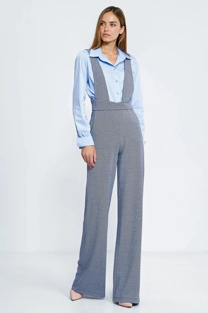 Wide - Leg Jumpsuit with Suspenders - 