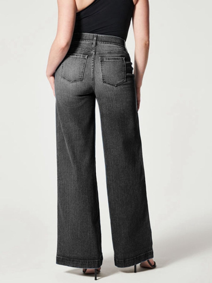 Wide Leg Long Jeans - Bottoms