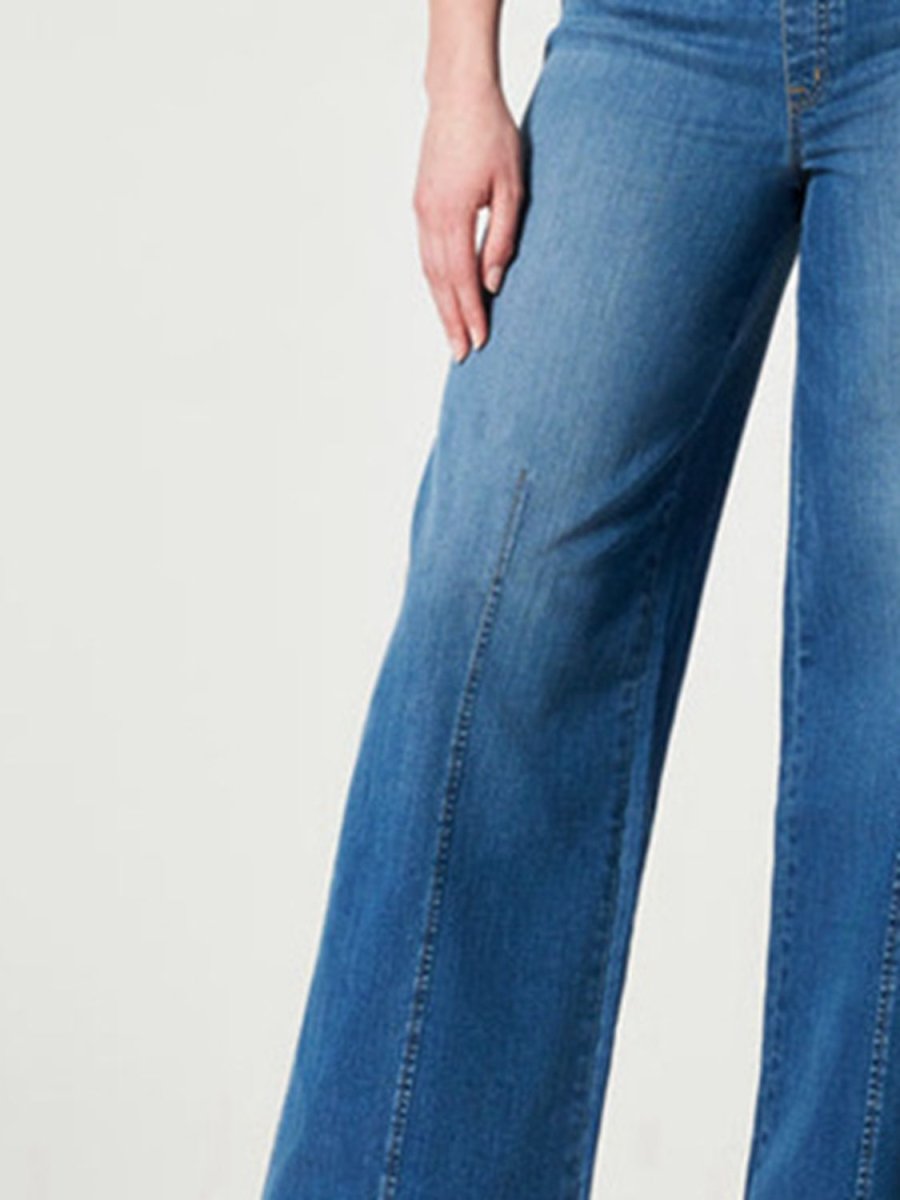 Wide Leg Long Jeans - Bottoms