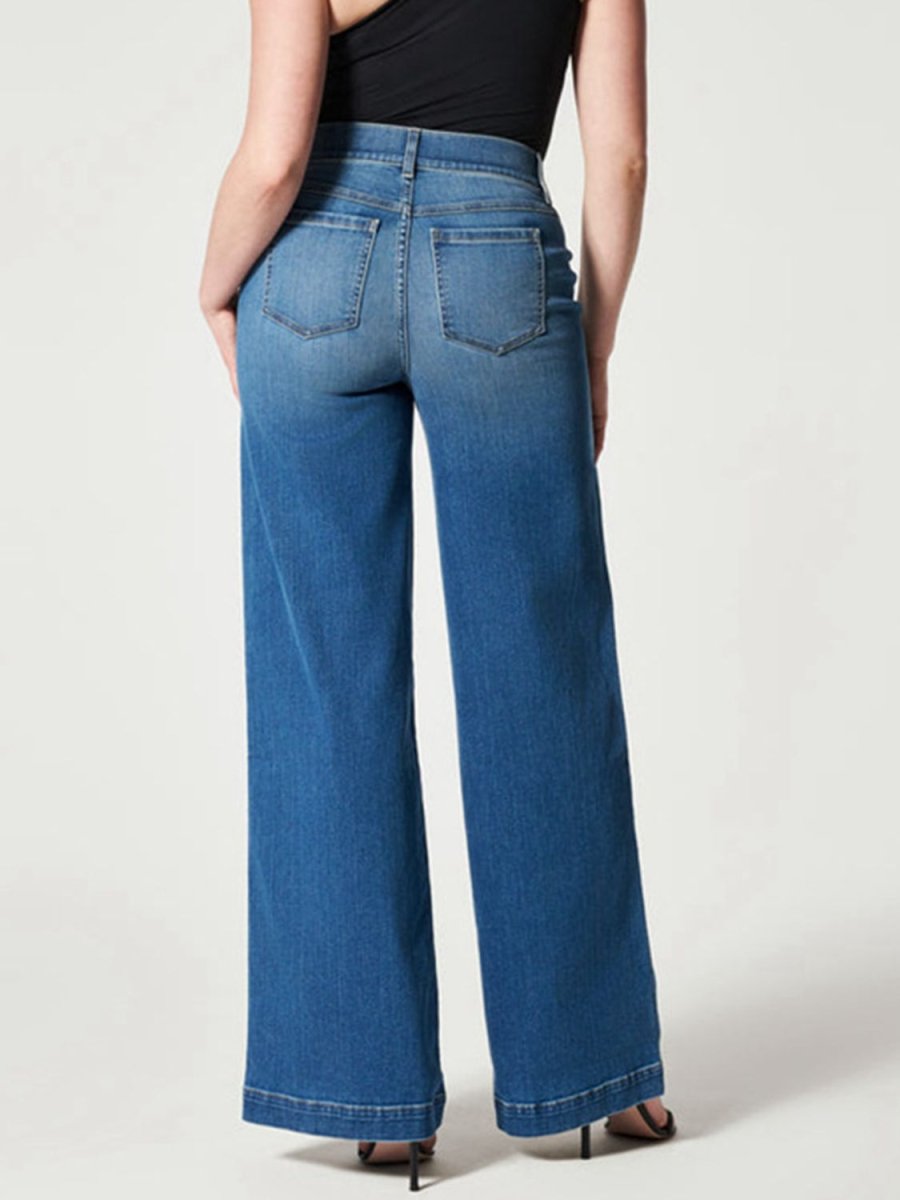 Wide Leg Long Jeans - Bottoms