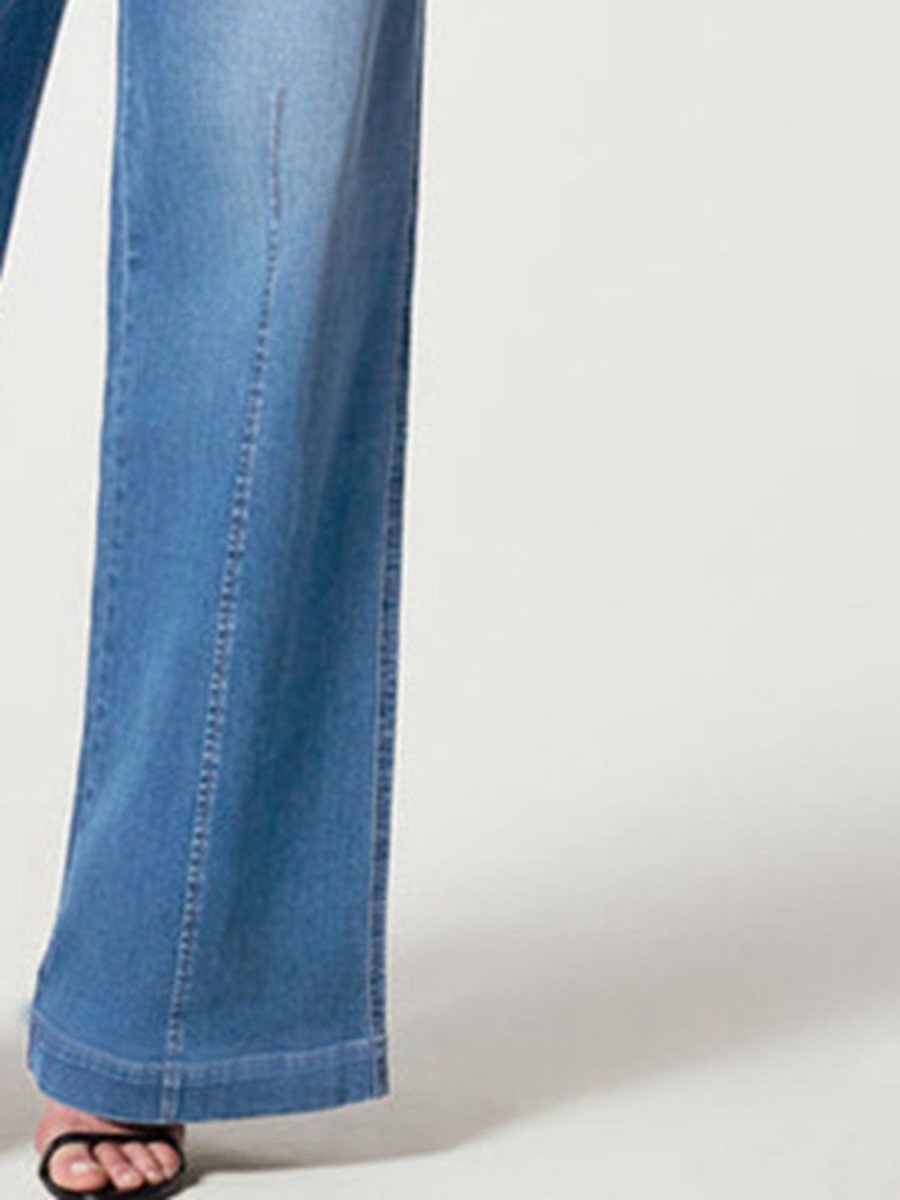 Wide Leg Long Jeans - Bottoms