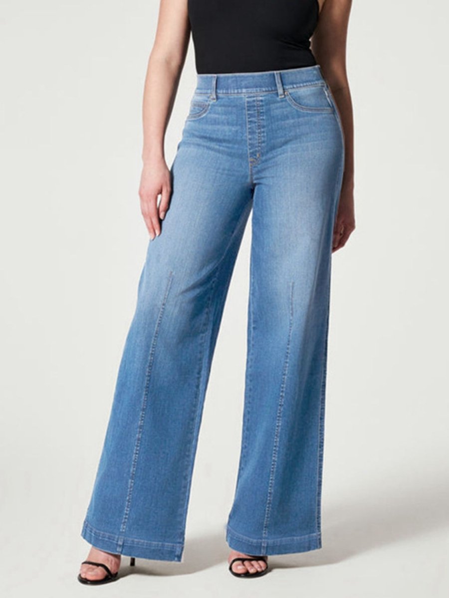 Wide Leg Long Jeans - Bottoms