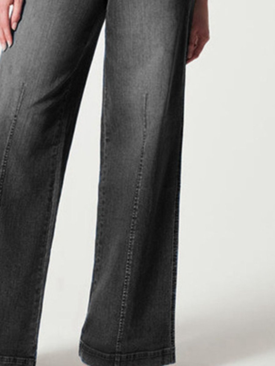 Wide Leg Long Jeans - Bottoms