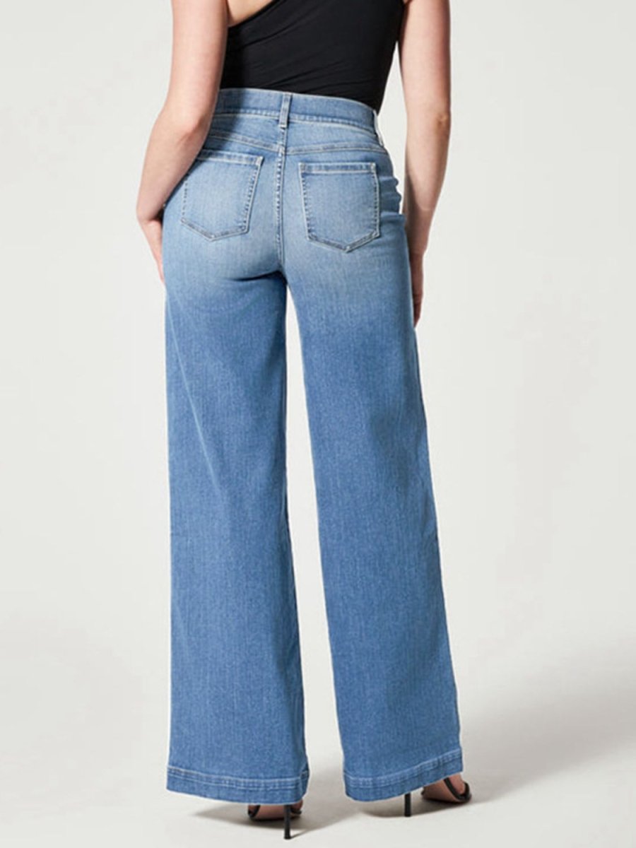 Wide Leg Long Jeans - Bottoms