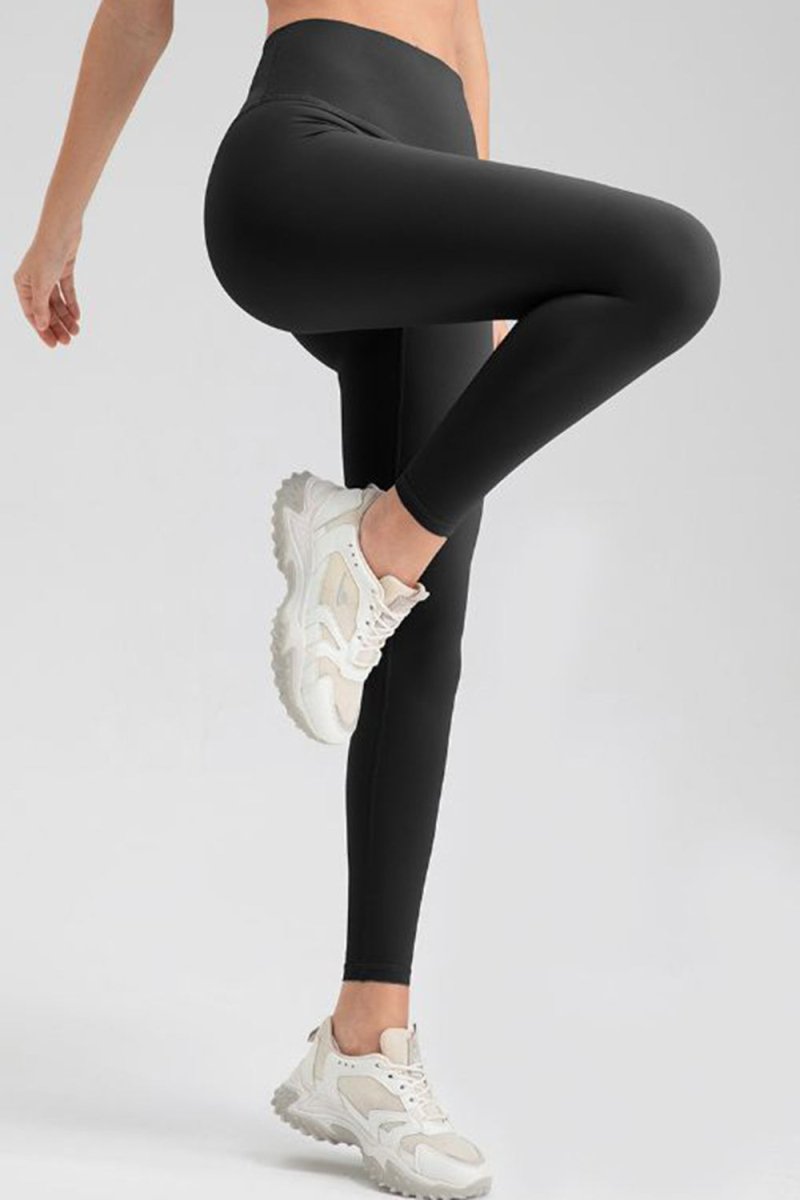 Wide Waistband Sport Leggings - Bottoms