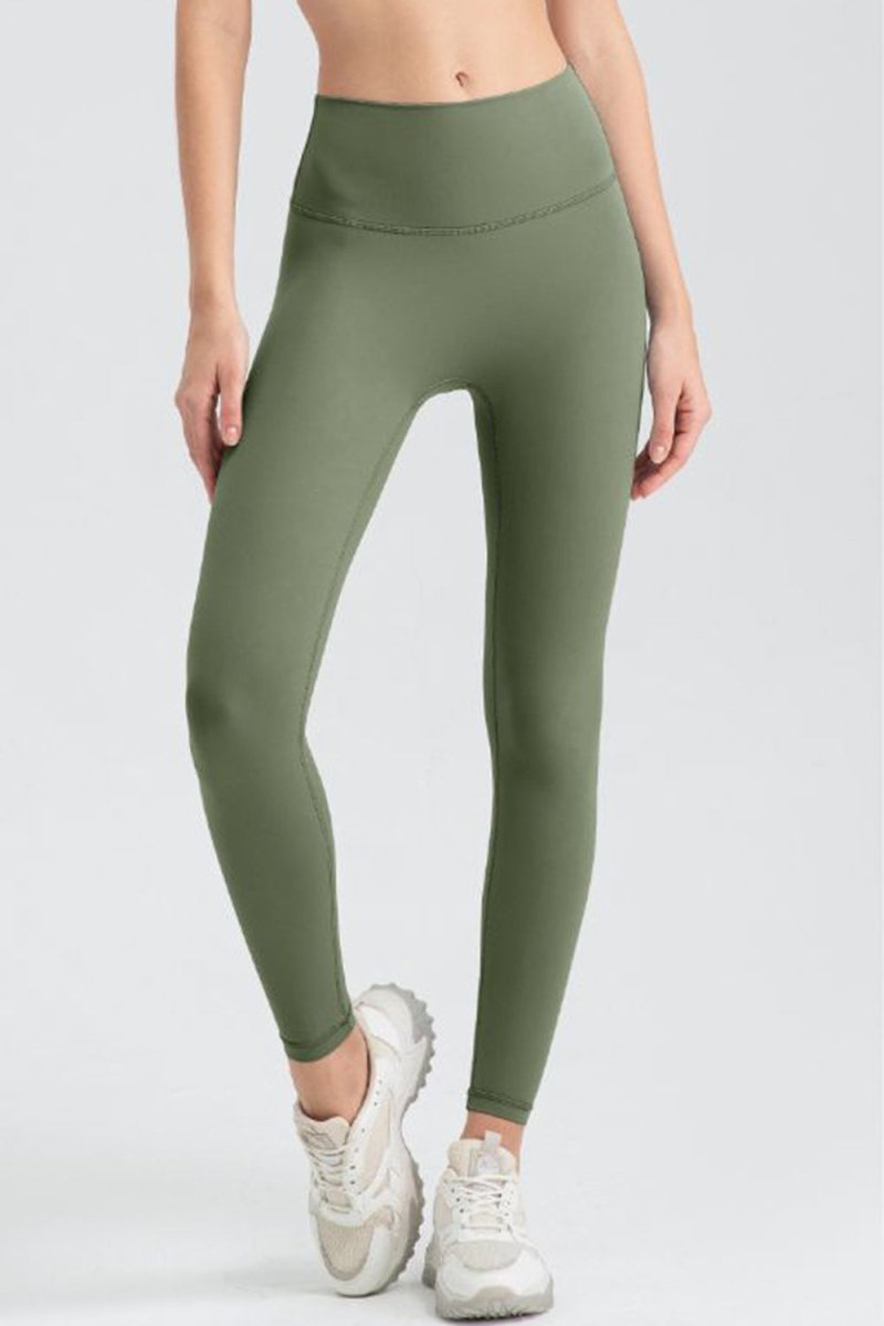 Wide Waistband Sport Leggings - Bottoms