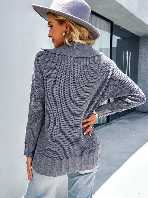 Womanly temperament sexy shirt collar sweater top - Outerwear