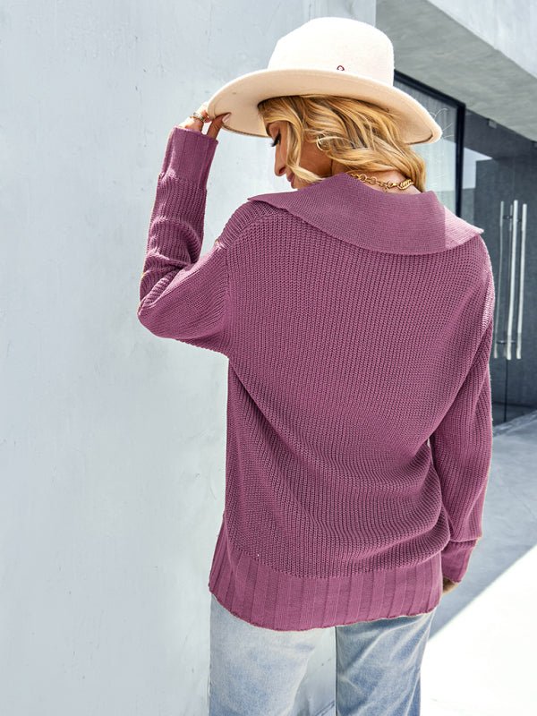 Womanly temperament sexy shirt collar sweater top - Outerwear