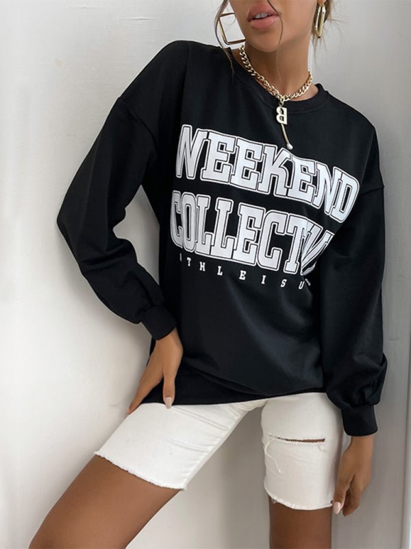 Women Casual Letter Print Hoodie Sweatshirt - Outerwear
