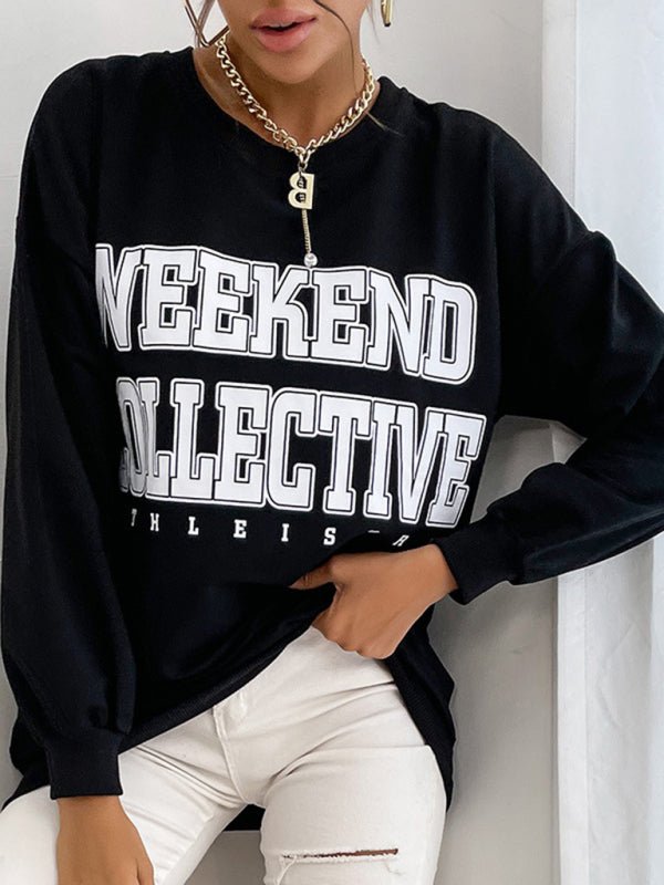 Women Casual Letter Print Hoodie Sweatshirt - Outerwear