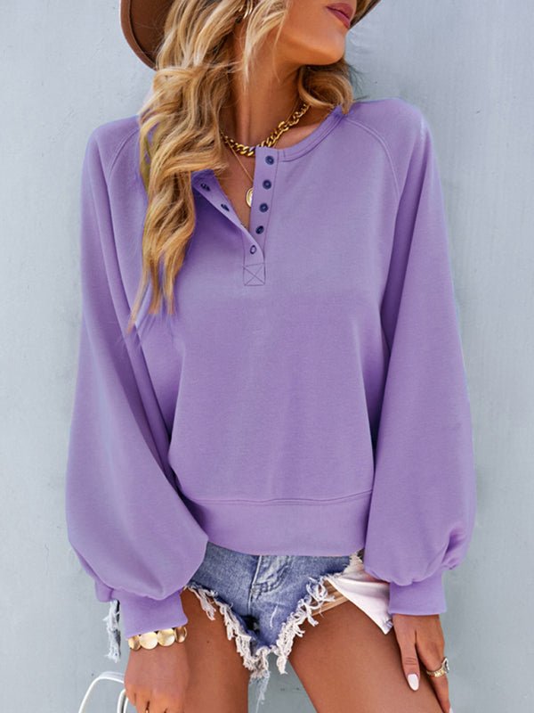 Women Fashion Casual Loose Casual Solid Color Hoodie Long Sleeve Tops - Outerwear