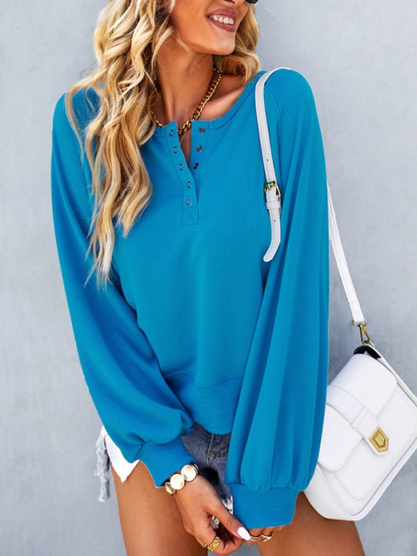Women Fashion Casual Loose Casual Solid Color Hoodie Long Sleeve Tops - Outerwear