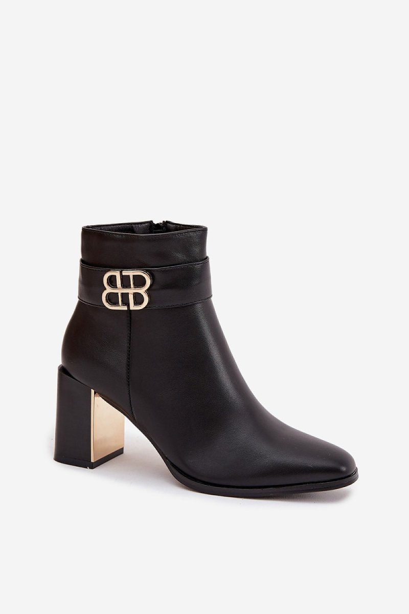 Women's Ankle Boots with Column Heel - 
