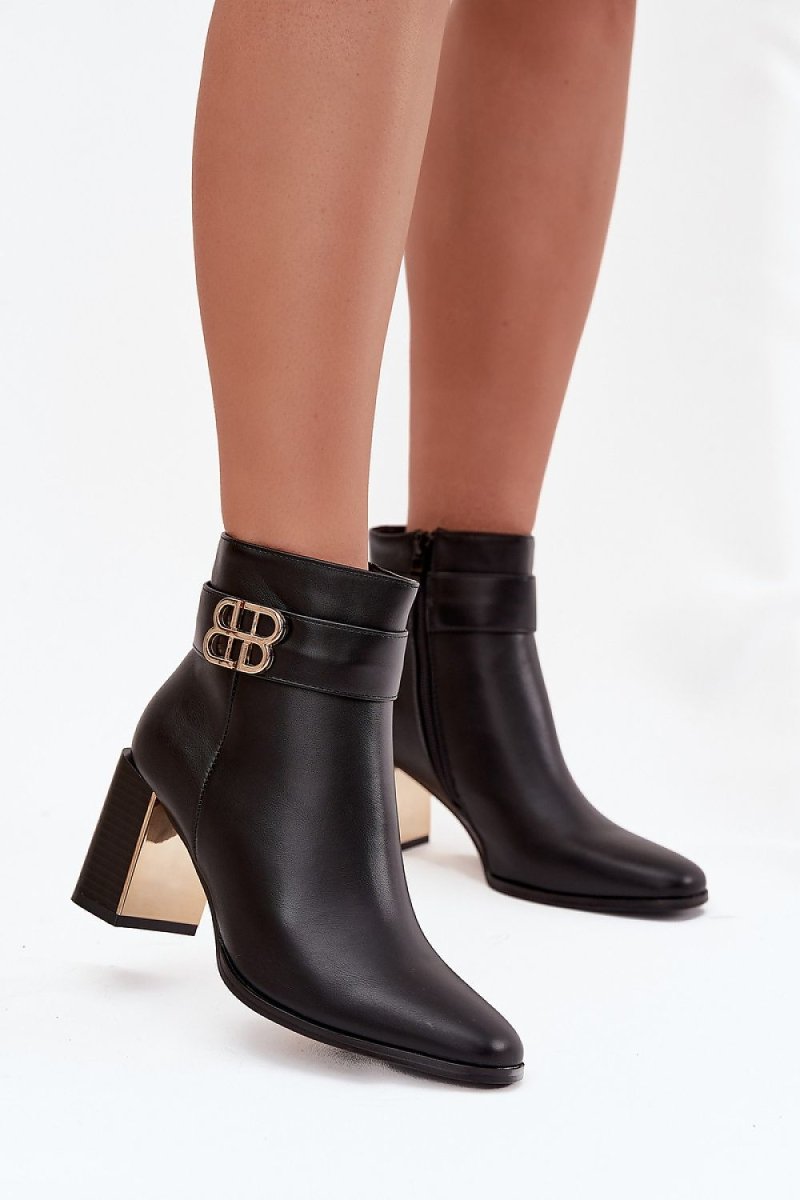 Women's Ankle Boots with Column Heel - 