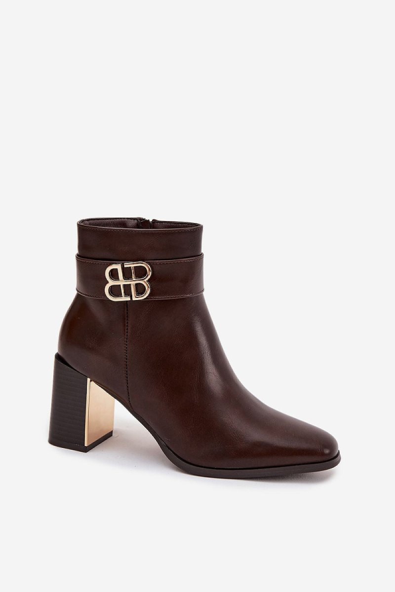 Women's Ankle Boots with Column Heel - 