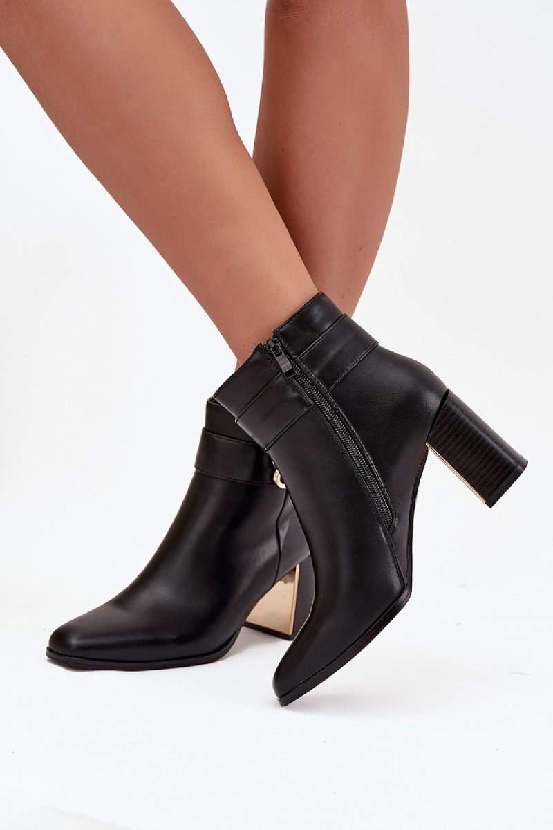 Women's Ankle Boots with Column Heel - 