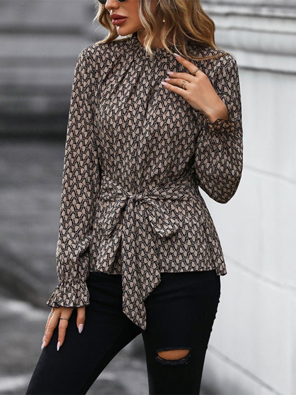 Women's Autumn and Winter Long Sleeve Long Sleeve Slim Leopard Print Shirt - Top