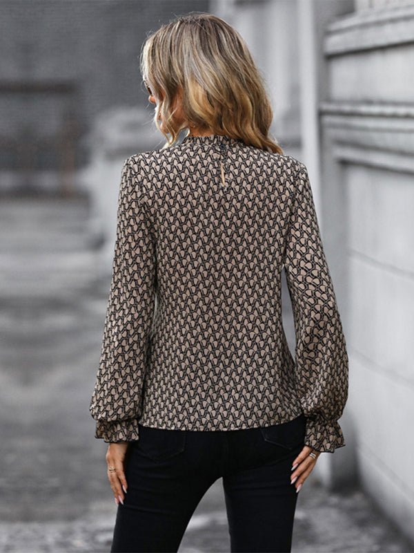 Women's Autumn and Winter Long Sleeve Long Sleeve Slim Leopard Print Shirt - Top
