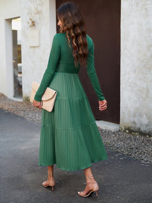 Women's Autumn Long Dress Temperament Commuting V - neck Long - sleeve Temperament Elegant Dress - Formal Dress