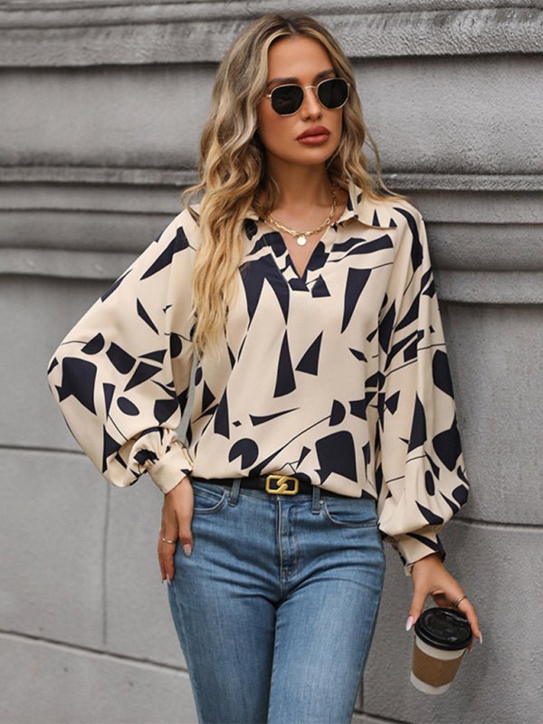 women's autumn winter long sleeve printed shirt - Top