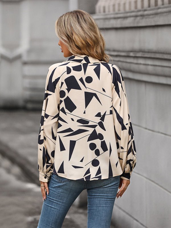 women's autumn winter long sleeve printed shirt - Top