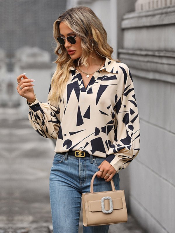 women's autumn winter long sleeve printed shirt - Top