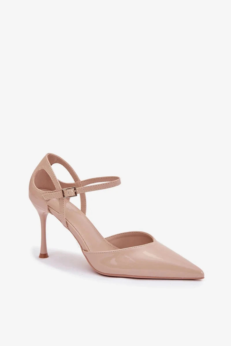 Women's Beige Black High Heel Pumps - 