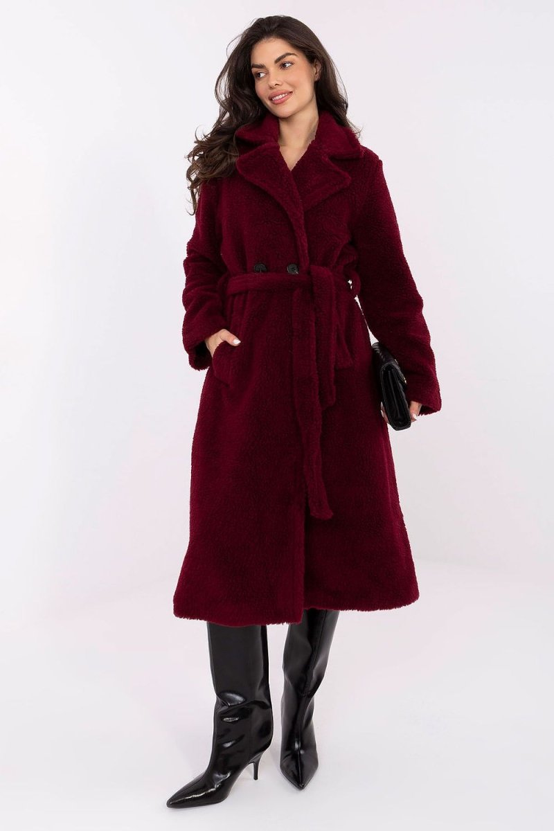Women's Beige Knee - Length Polyester Coat - 