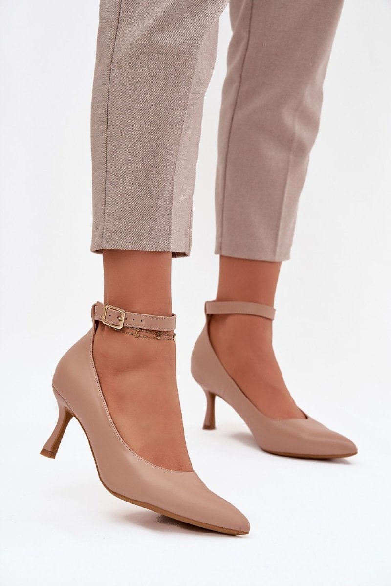 Women's Beige Pointed Toe Heels - 