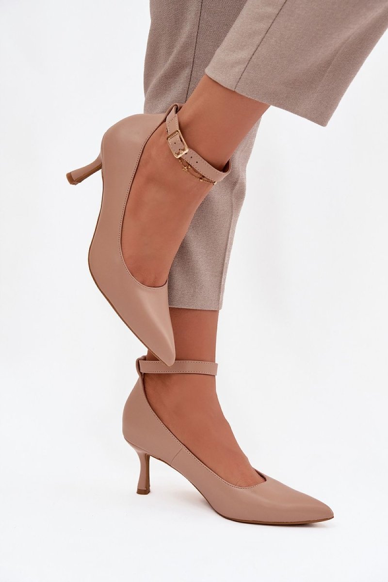 Women's Beige Pointed Toe Heels - 