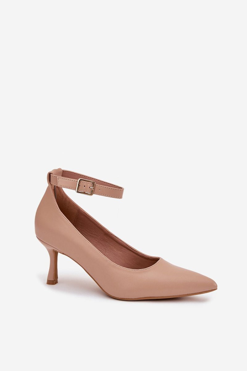 Women's Beige Pointed Toe Heels - 