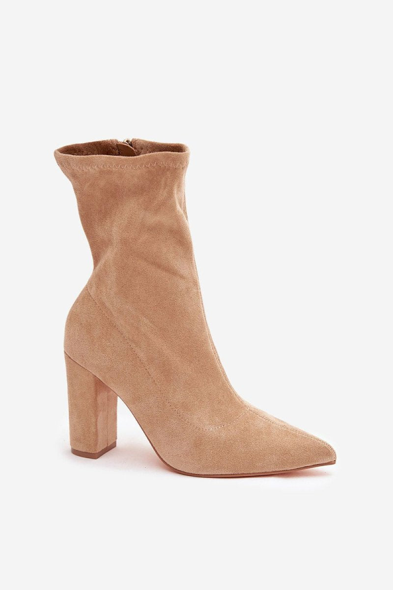 Women's Beige Suede Ankle Boots - 