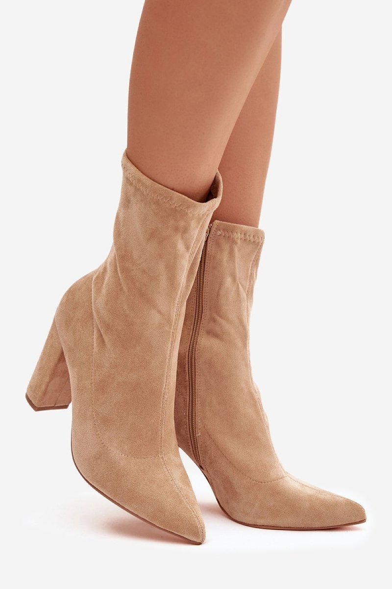 Women's Beige Suede Ankle Boots - 