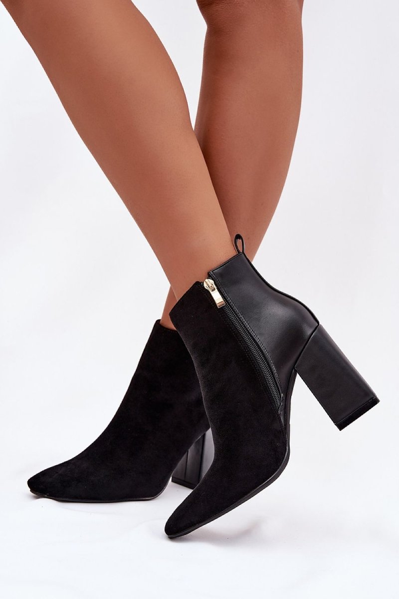 Women's Black Ankle Boots Heel - 