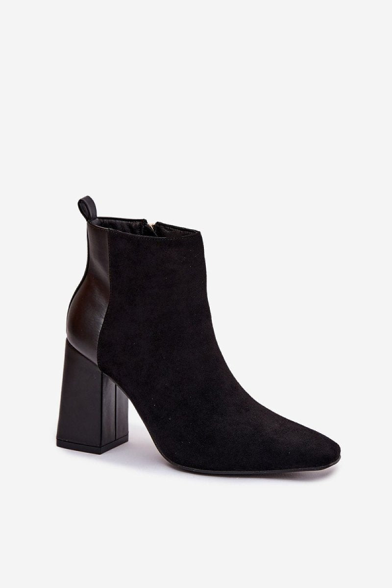 Women's Black Ankle Boots Heel - 