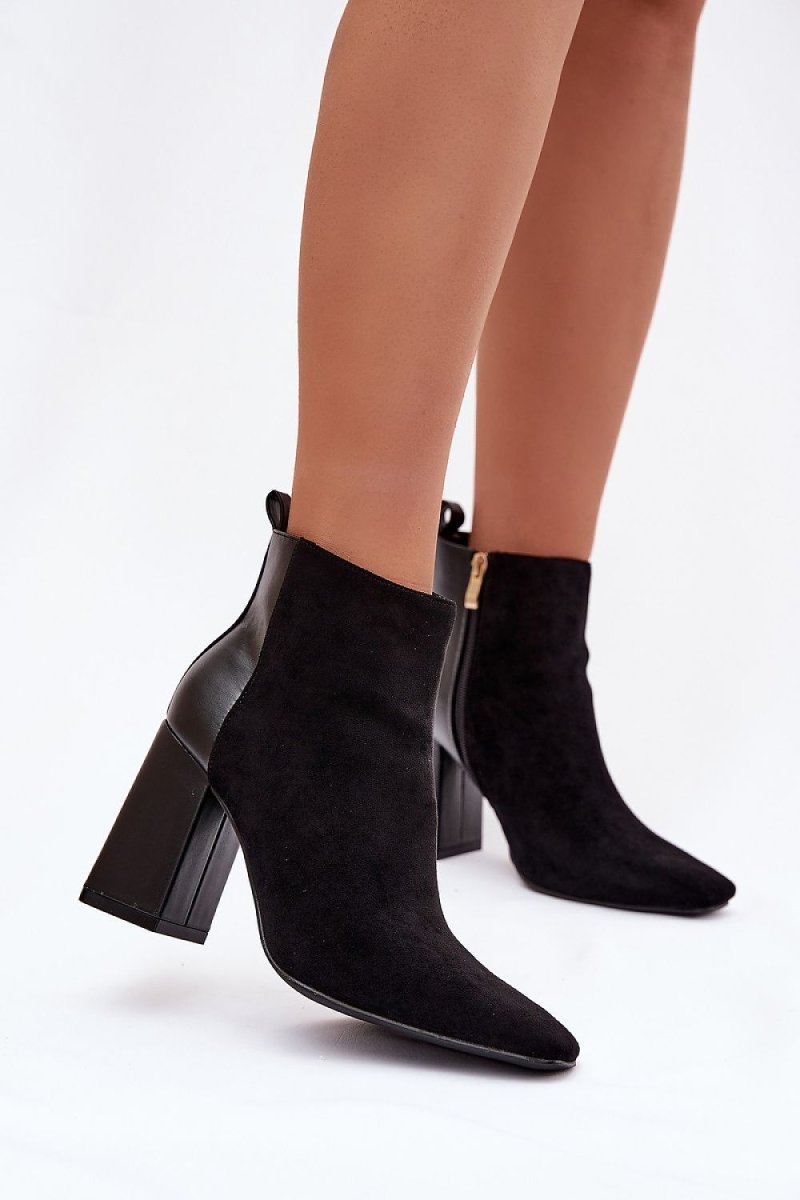 Women's Black Ankle Boots Heel - 