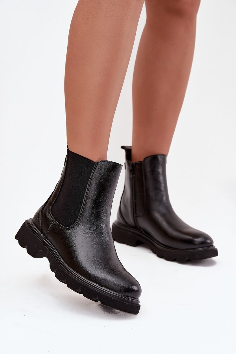Women's Black Eco Leather Ankle Boots - 