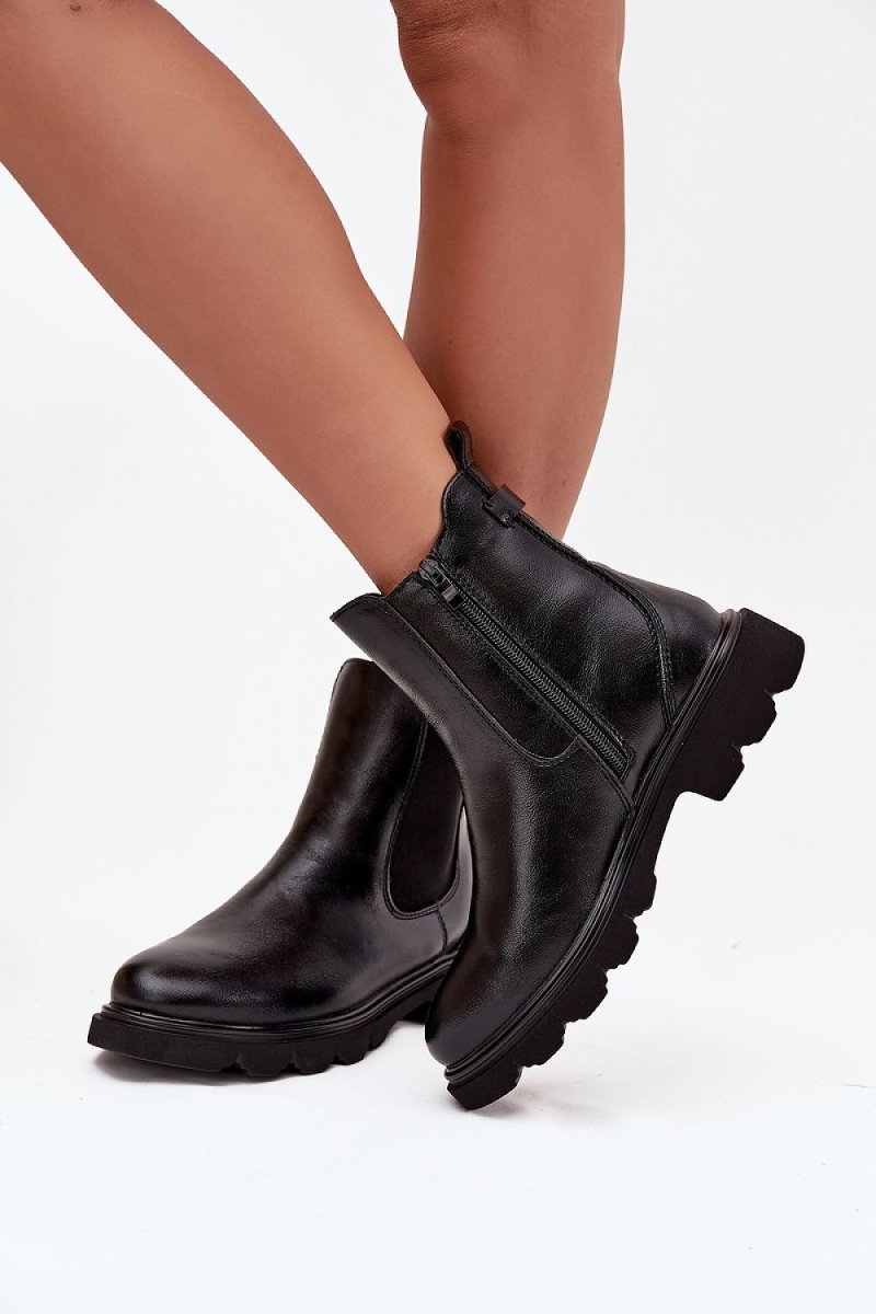 Women's Black Eco Leather Ankle Boots - 