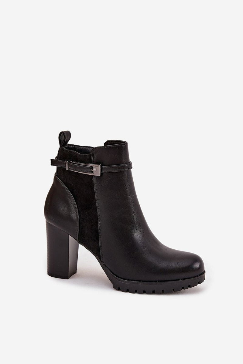 Women's Black Eco Leather Ankle Boots - 