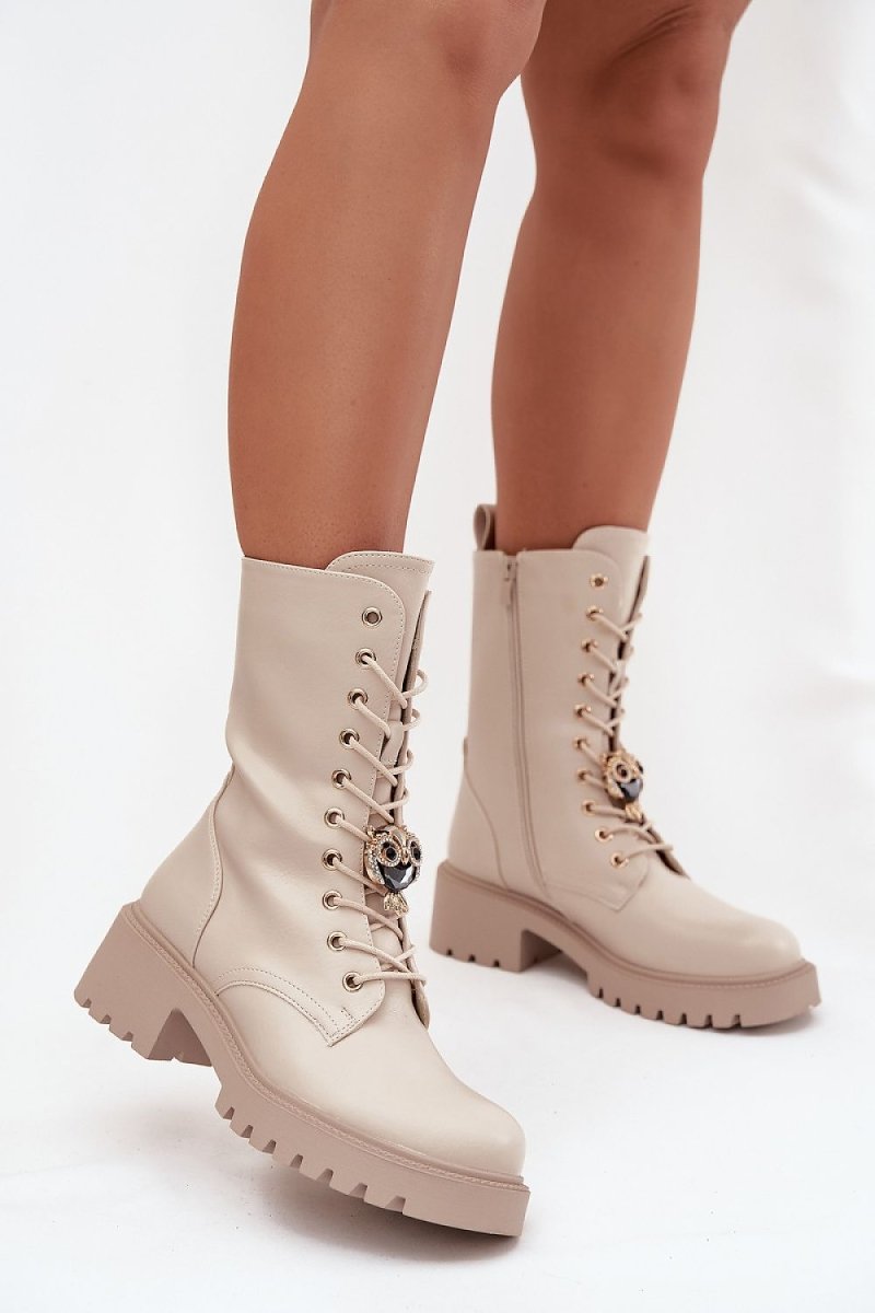 Women's Black Eco Leather Block Heel Boots - 