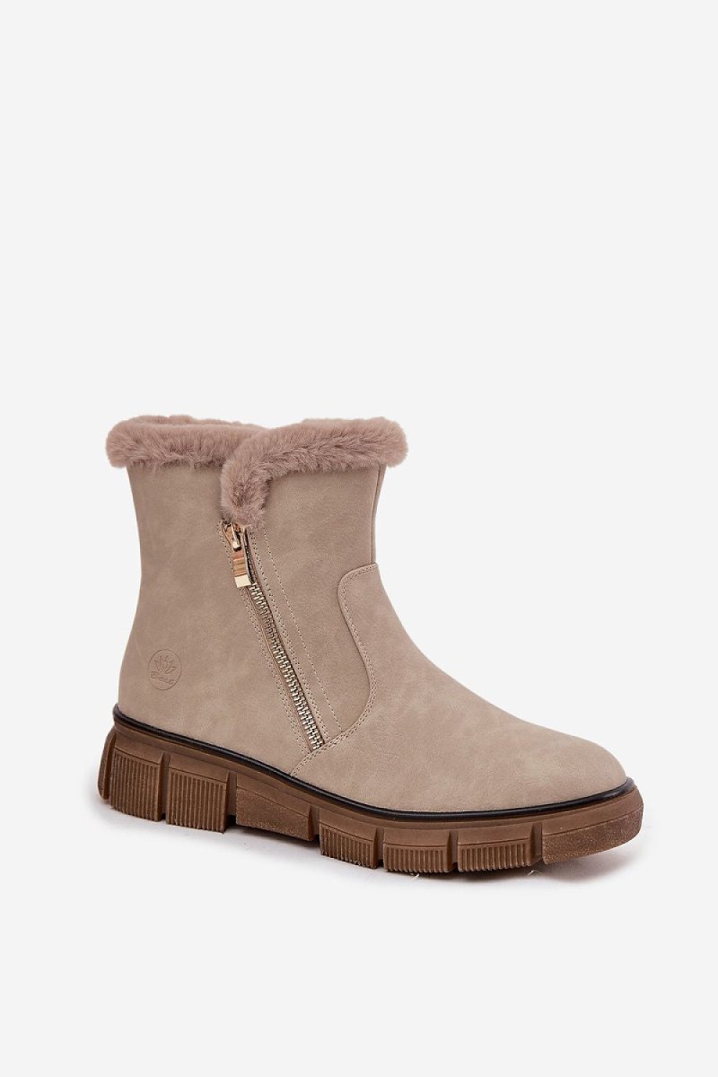 Women's Black Faux Leather Snow Boots - 