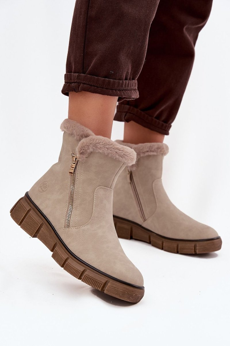 Women's Black Faux Leather Snow Boots - 