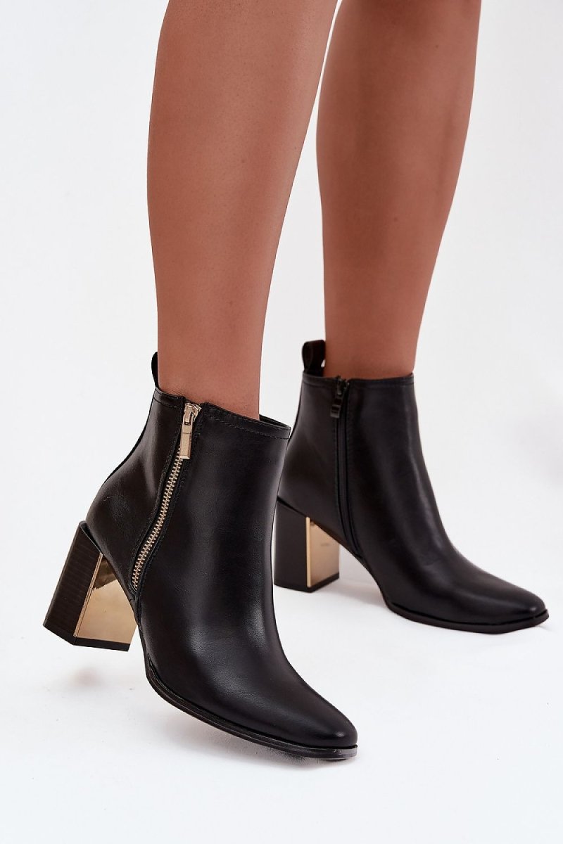 Women's Black Heel Ankle Boots - 
