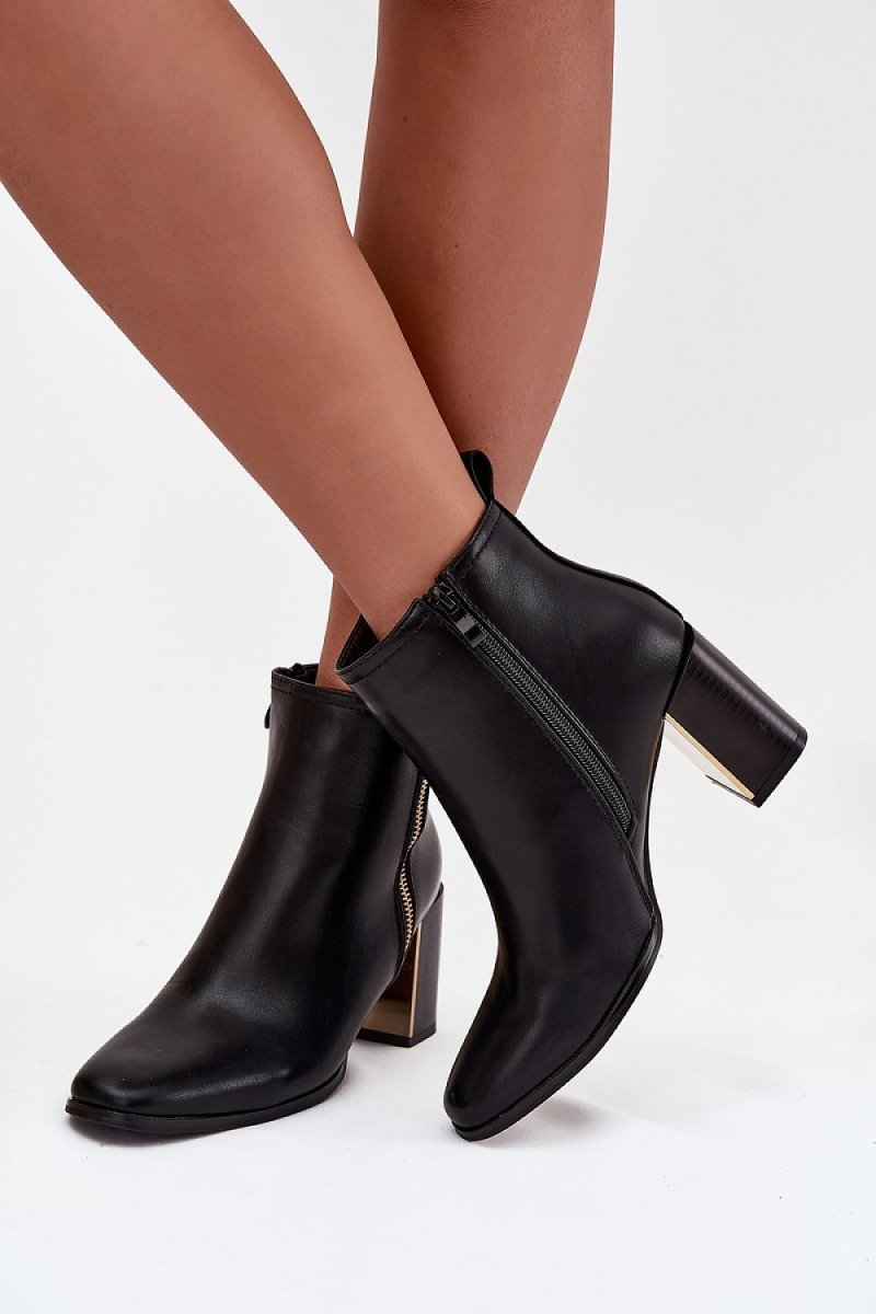 Women's Black Heel Ankle Boots - 