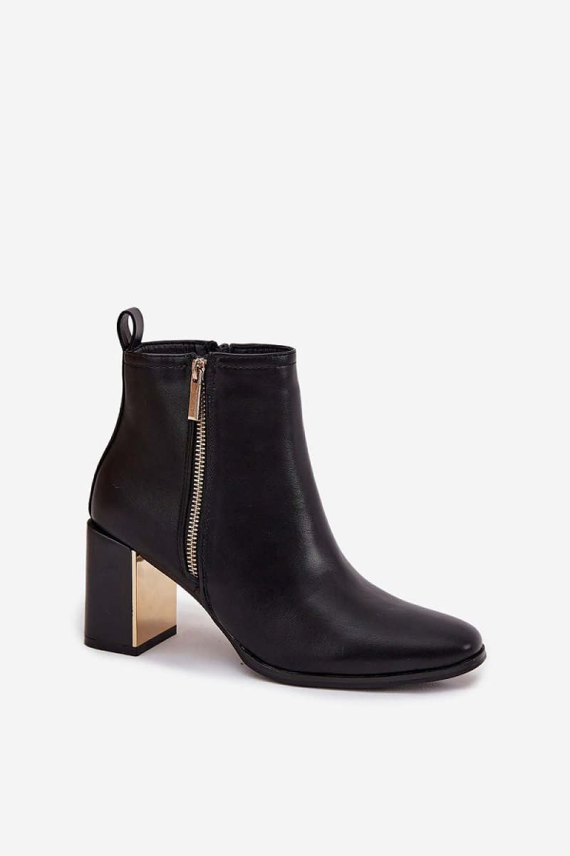 Women's Black Heel Ankle Boots - 